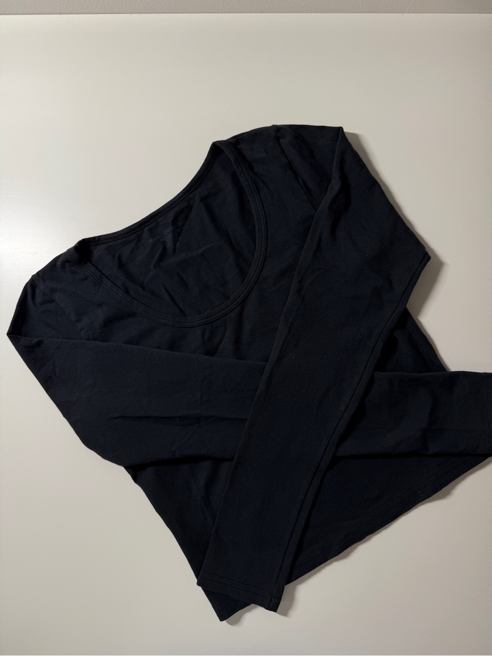 Brandy Melville Black Scoop Neck Long Sleeve Top